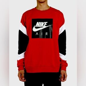 NIKE | Air Jordan red/blk/white color block side zip crewneck sweatshirt